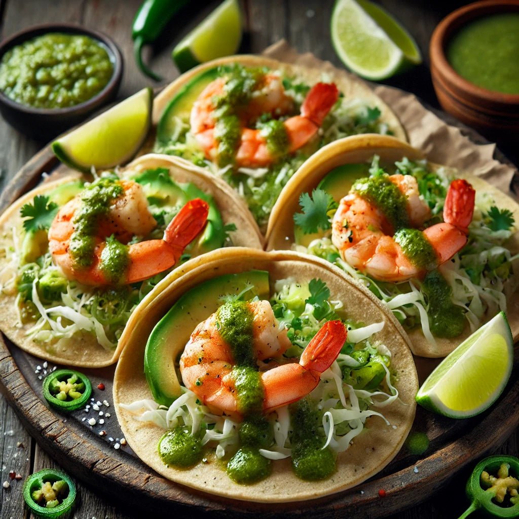 Jalapeño Verde Shrimp Tacos – Sauce Pantry