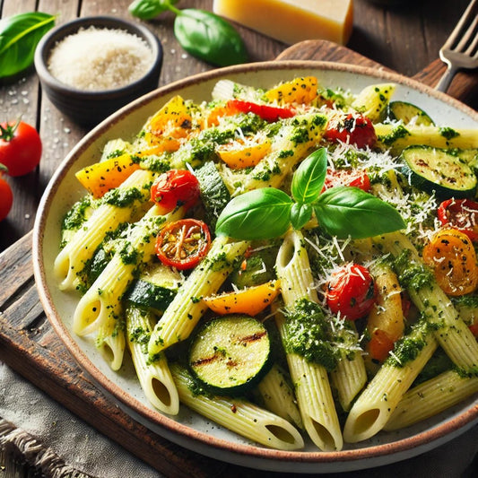 Creamy Pesto Penne with Roasted Vegetables - Sauce Pantry