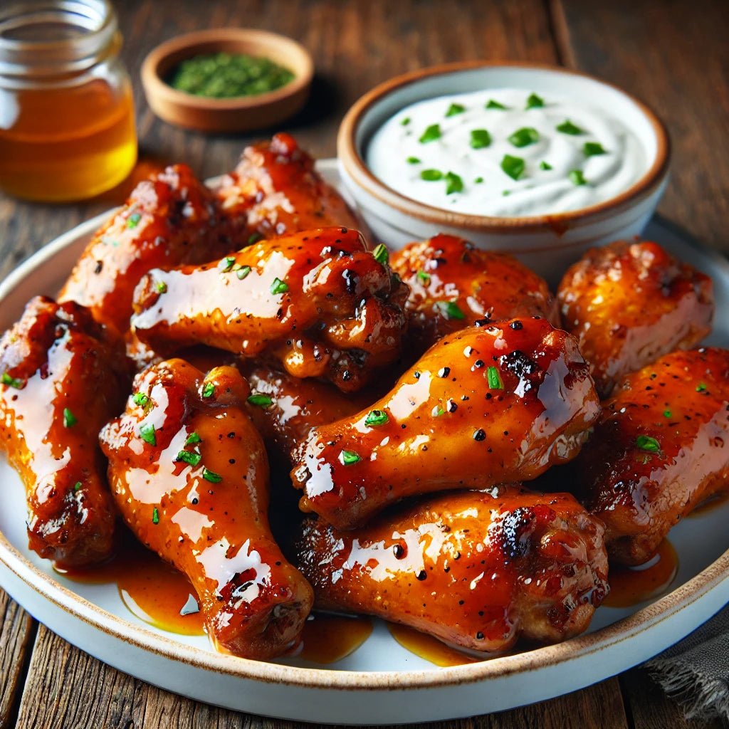 Mango Habanero Chicken Wings with Cool Sour Cream Ranch - Sauce Pantry